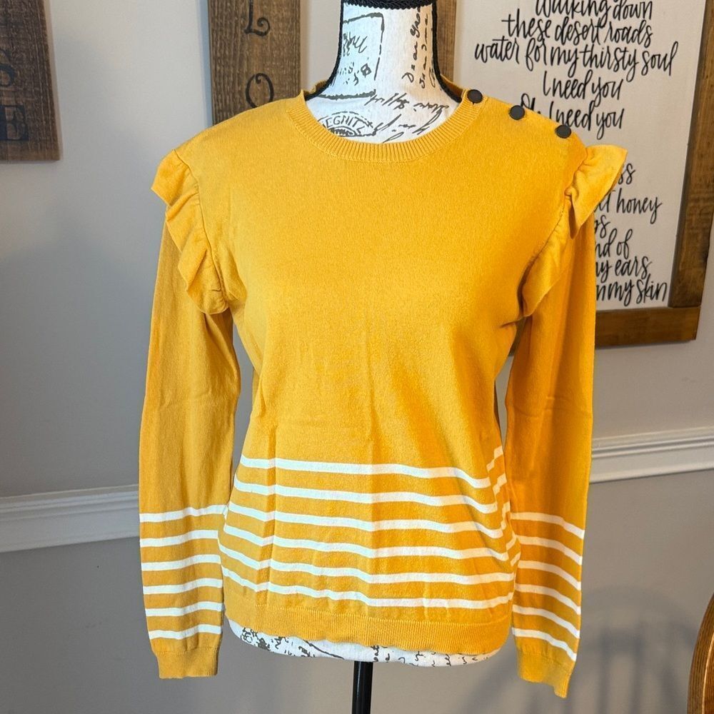 Vertbaudet Yellow Ruffle Sleeve Sweater